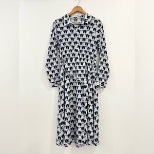 Liquorish Long Sleeve Beetle Print Tie Waist Dress 8 Teacher Scientist